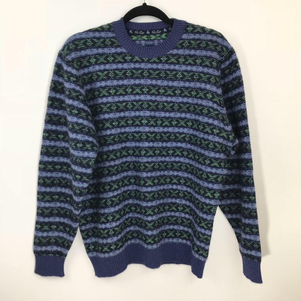 Peter Scott Wool Crewneck Sweater Geo Print Sz 42